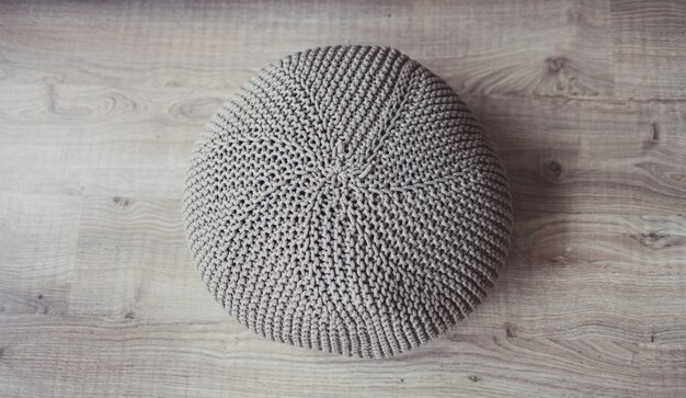 Coussin pouf rond naturel