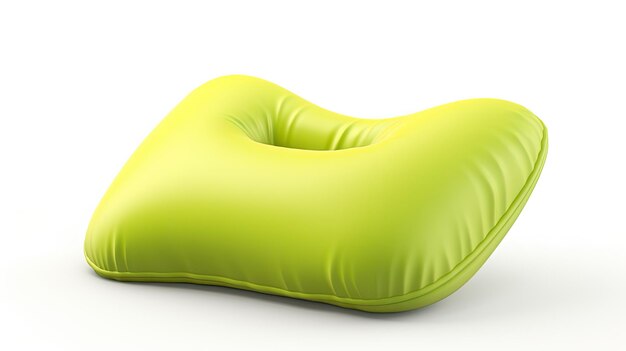 Un coussin vert avec un coussin jaune sur lequel est écrit " lounge ".