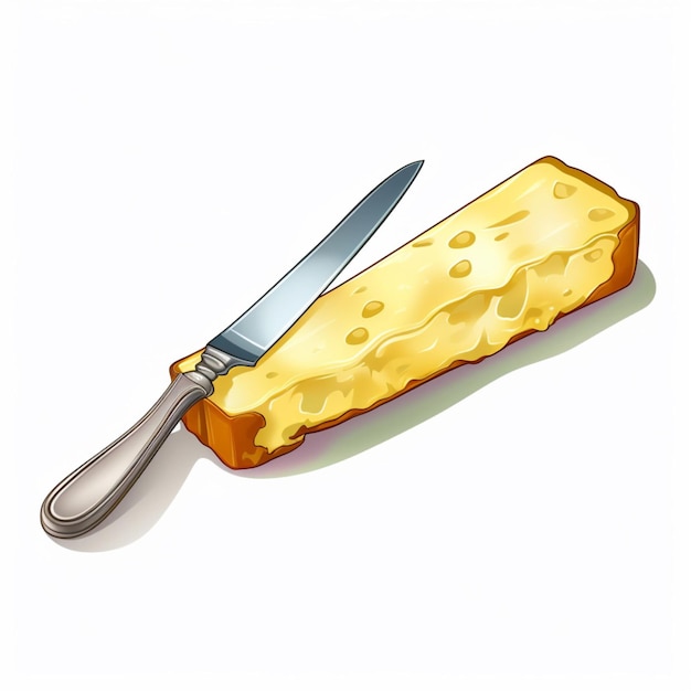 Couteau de beurre illustration de dessin animé 2d sur fond blanc