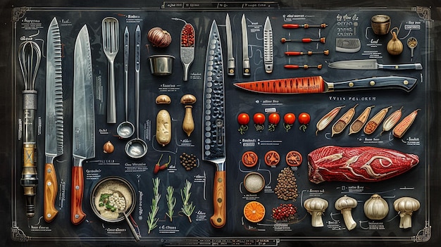 Photo le couteau des chefs est essentiel.