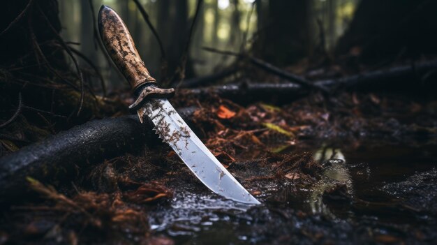 Photo le couteau mythologique un chef-d'œuvre du ténèbresme dans les bois