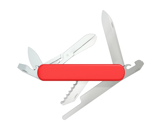 un couteau rouge isolé sur un fond blanc