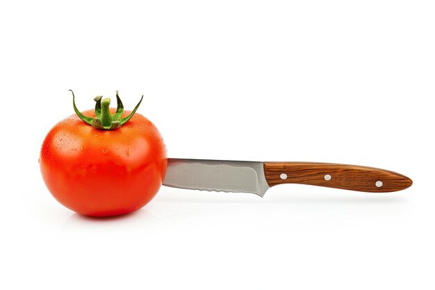 Le couteau à tomates isolé sur un fond blanc