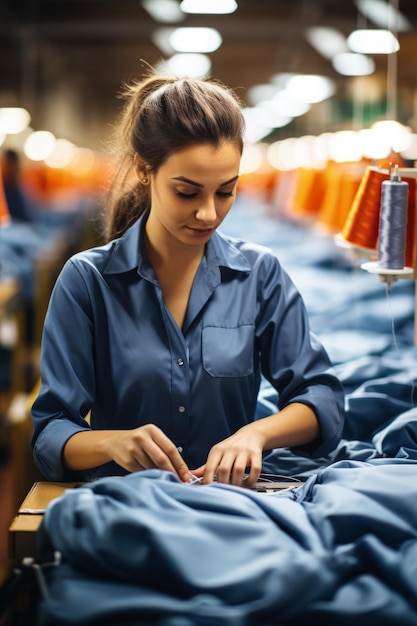 Une couturière experte navigue dans l'assemblage de vêtements au cœur d'une usine textile