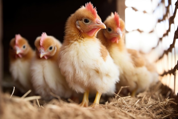 Une couvée de poussins sous les ailes des mères poules