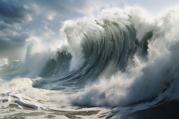 Couvert dans l'ombre d'un tsunami imposant