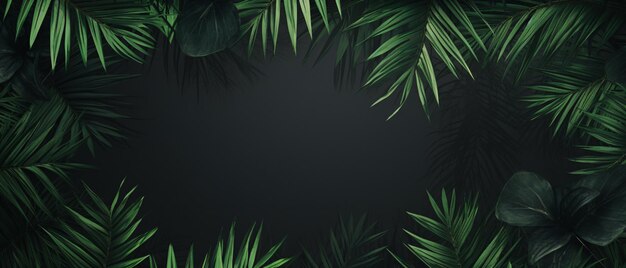 Couverture de cadre texture de feuilles de palmier vert avec espace de copie