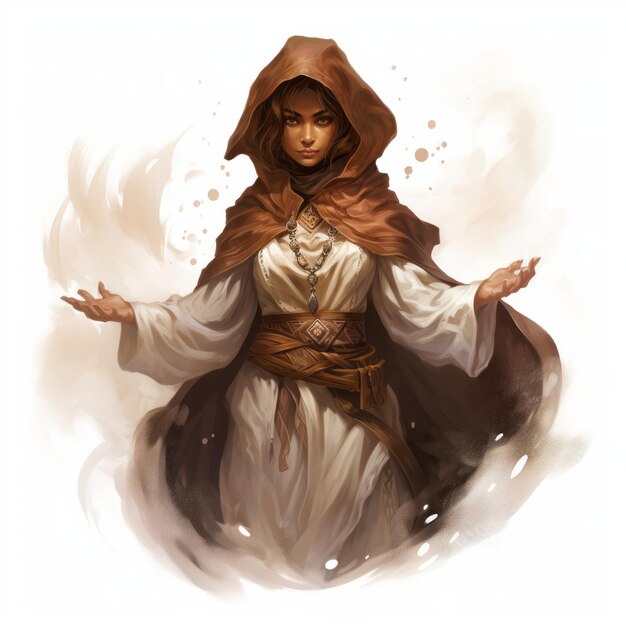 Photo couverture du jeu d'aventure charming mage avec une femme en robe blanche et brune