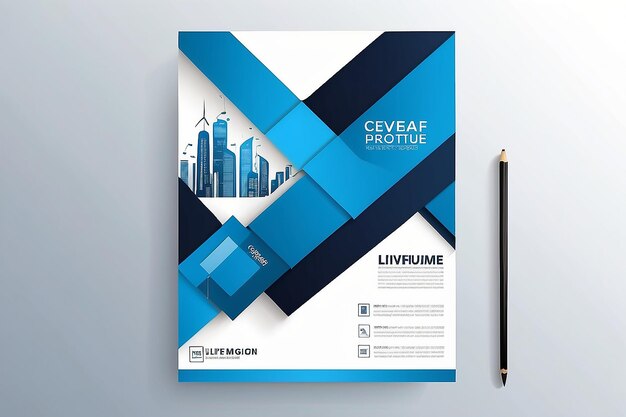 Couverture de flyer bleu brochure d'affaires conception vectorielle brochure de publicité arrière-plan abstrait