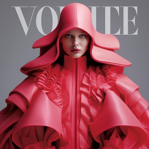 Photo couverture de mode du magazine vogue rendu en 3d