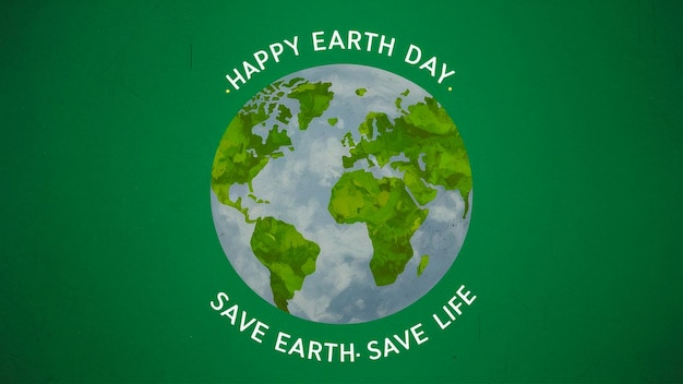 une couverture verte avec un fond vert qui dit " Jour de la Terre " " Sauvez la Terre "