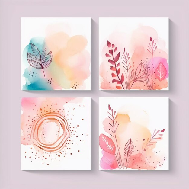 Des couvertures d'aquarelle boho colorées