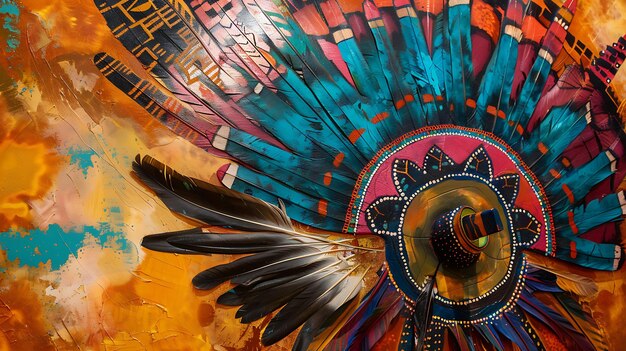 Photo couvre-chef vibrant et coloré avec des détails et des motifs intricats parfait pour ajouter une touche de flair ethnique à votre prochain projet