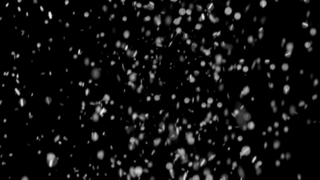 couvreur de neige flocons de neige réalistes isolés sur fond noir neige blanche