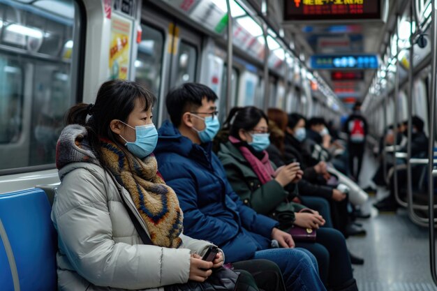 Le COVID-19 se propage dans le métro de Shanghai : les gens portent des masques