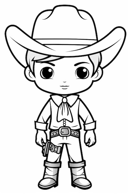 un cow-boy de dessin animé avec un chapeau et un pistolet