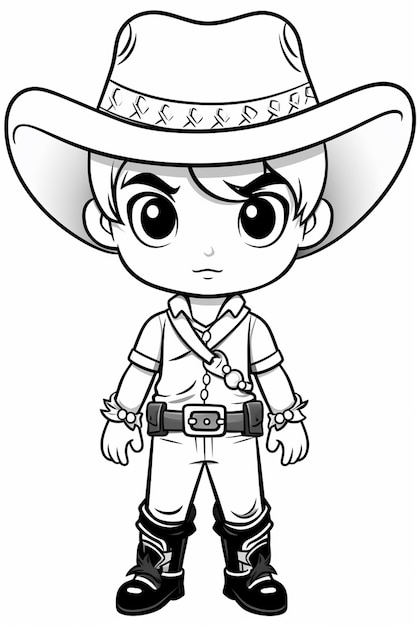 un cow-boy de dessin animé avec un chapeau et une tenue de cow-boy