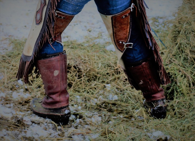 Photo une cow-girl qui travaille.