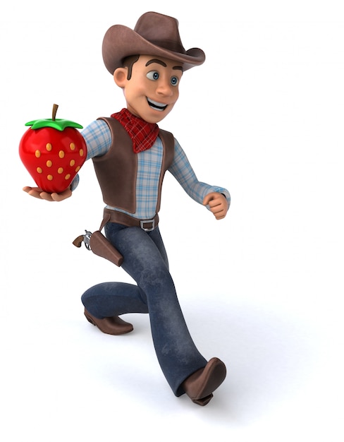 Cowboy amusant avec fraise