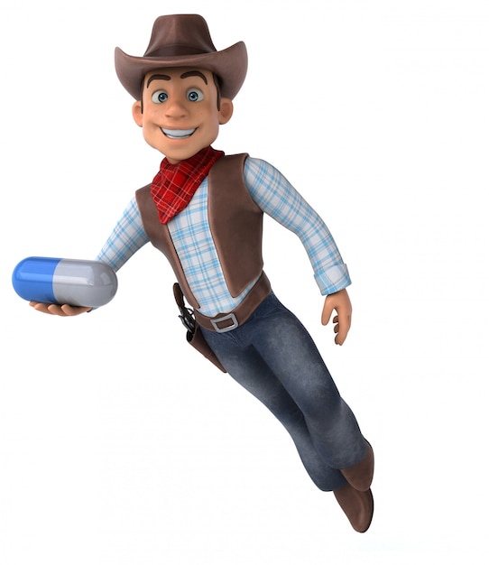 Cowboy amusant - Illustration 3D