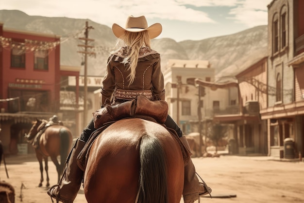 Cowboy cowboy marchant dans l'ouest sauvage Générer Ai