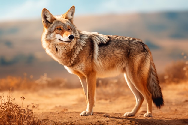 Coyote dans la savane Animal en milieu naturel Portrait d'un beau coyote