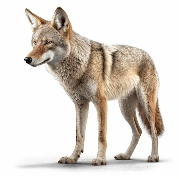 Coyote isolé sur fond blanc IA générative