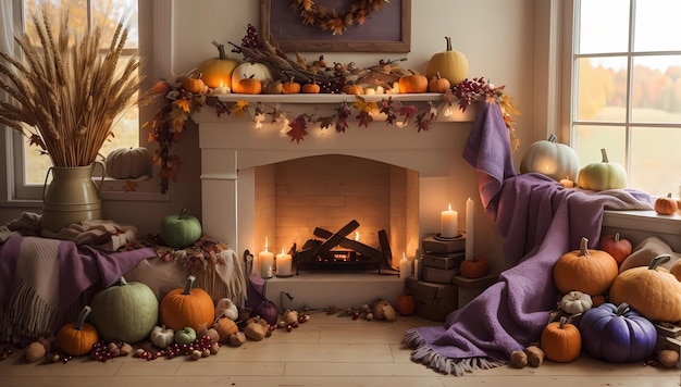 Cozy Fall Embrace FireplaceCarte d'automne inspirée