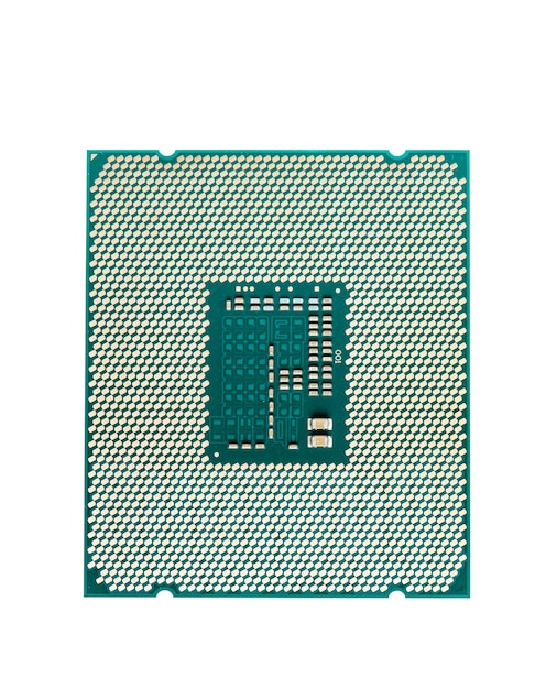 CPU du processeur de l'ordinateur isolé sur la vue de dessus de fond blanc