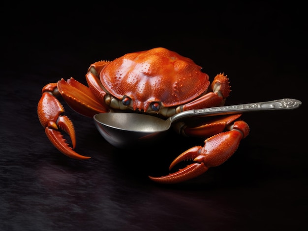 Un crabe avec une cuillère