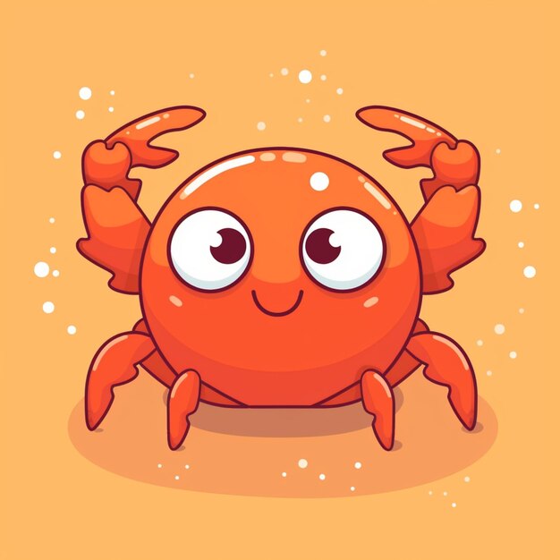 un crabe de dessin animé avec des yeux et des pattes assis sur une table