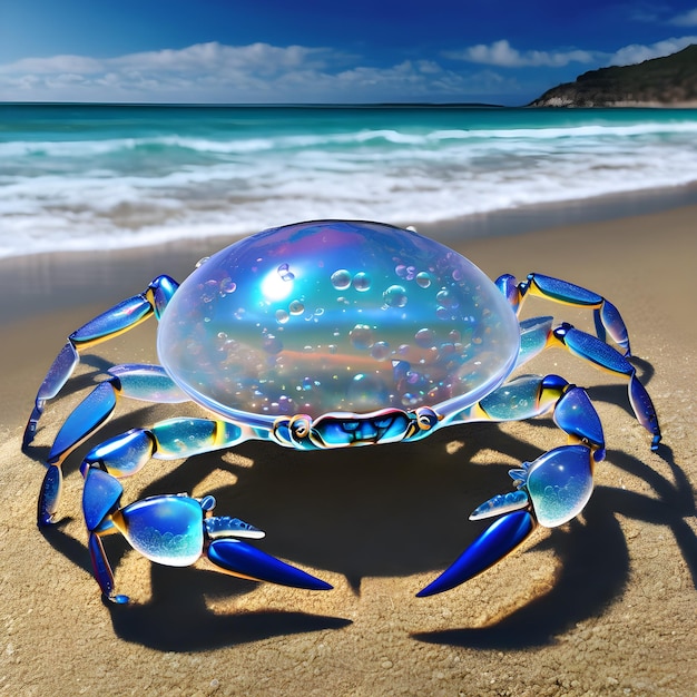 Un crabe est sur la plage et s'appelle un crabe