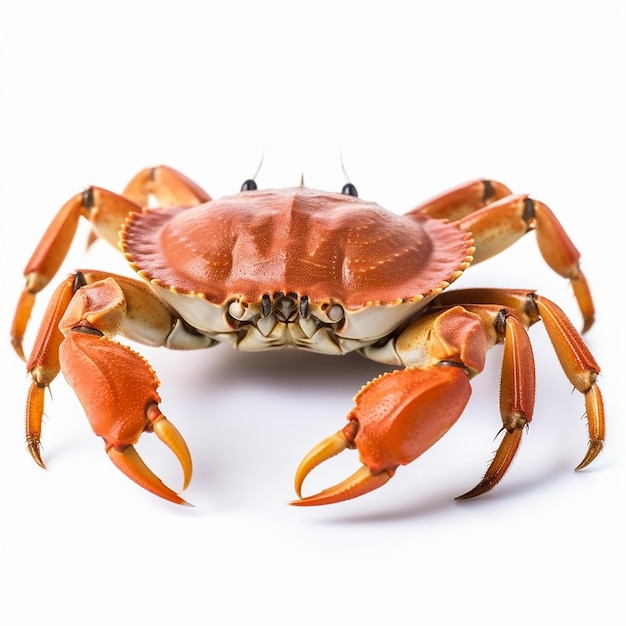 Un crabe avec un fond blanc et une queue rouge.