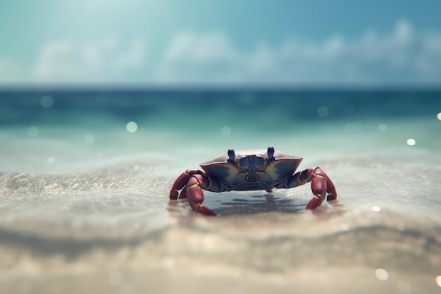 Crabe sur la plage tropicale ensoleillée Générer Ai