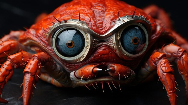 Le crabe rouge aux yeux bleus est une création de Zbrush cybersteampunk.