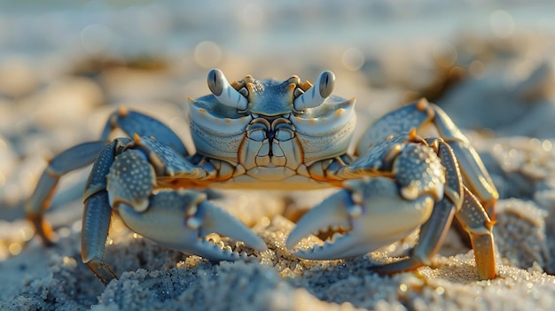 Crabe de sable une espèce de petit crustacé décapode creusant dans le sable Photo générée par l'IA