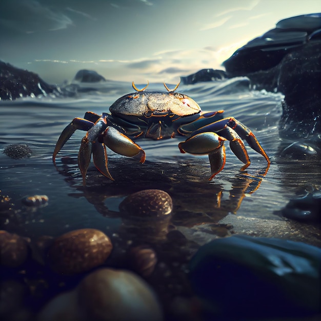 Crabe sur le sable IA générative