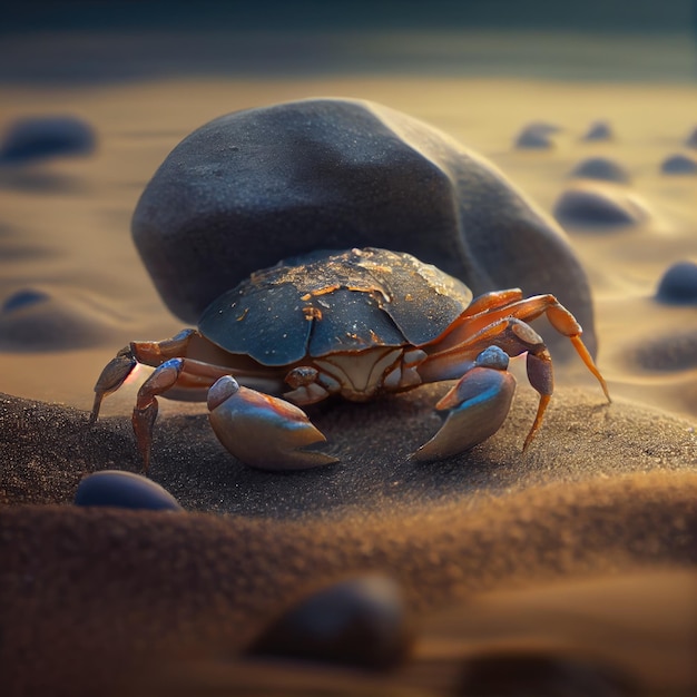 Crabe sur le sable IA générative