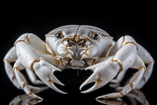 Crabe violoniste en gros plan sur fond noir