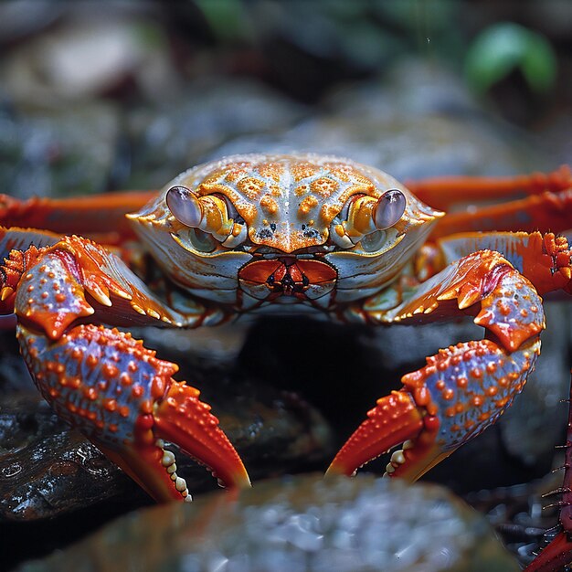 Photo un crabe avec un visage bleu et orange et des marques orange