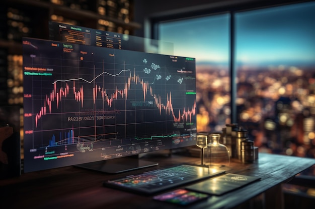 Écran dynamique paires financières avec graphique vif illustrant les idées basées sur les données de manière attrayante