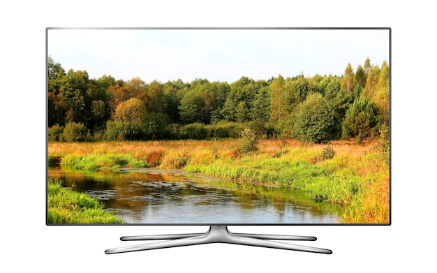 Écran Smart TV isolé avec fond d'écran nature