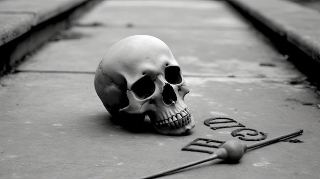 Un crâne au sol