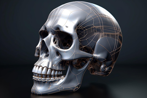 Un crâne avec un cadre brisé