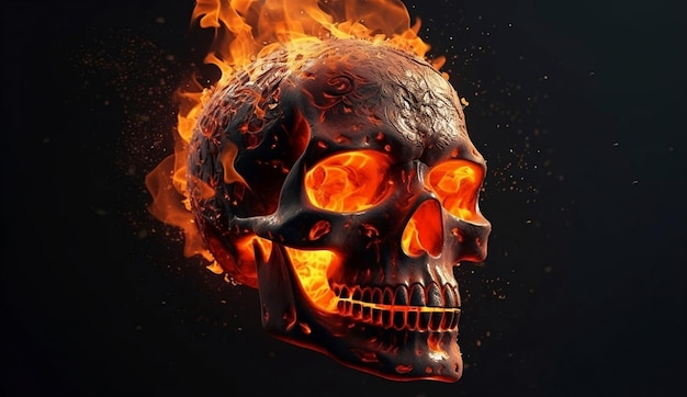Crâne consumé par les flammes