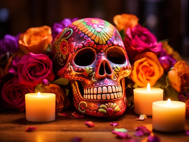 Crâne décoré pour le festival du Jour des Morts