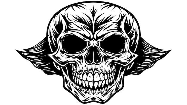 Crâne géométrique et feuillage Design monochromatique tranchant pour les vêtements et les T-shirts graphiques audacieux