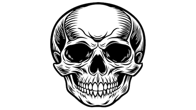 Crâne géométrique et feuillage Design monochromatique tranchant pour les vêtements et les T-shirts graphiques audacieux
