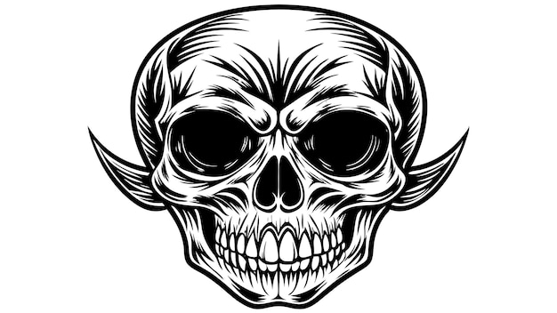 Crâne géométrique et feuillage Design monochromatique tranchant pour les vêtements et les T-shirts graphiques audacieux