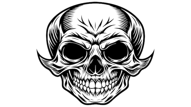 Crâne géométrique et feuillage Design monochromatique tranchant pour les vêtements et les T-shirts graphiques audacieux